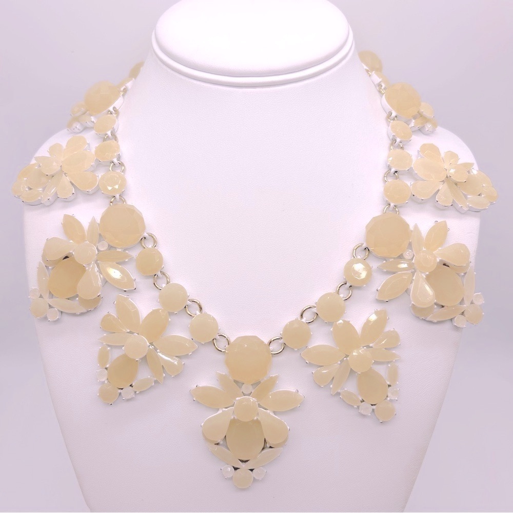 J. Crew Cream/White Stacked Translucent Fan Necklace